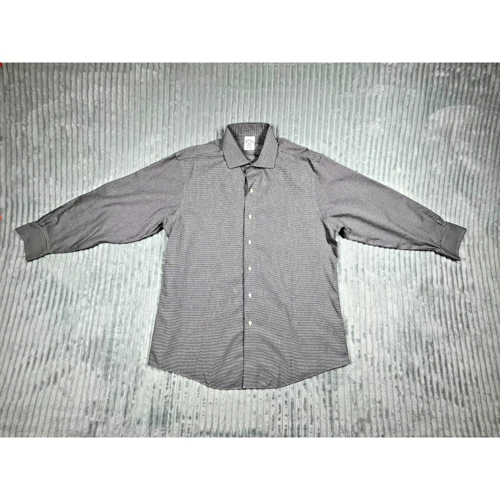 Brooks Brothers Regent Non-Iron Dress Shirt Men's 16.5 Black White Checkered CEO